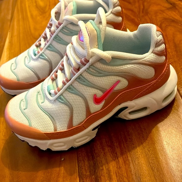 Nike Air Max Plus Sneakers - White, Pink, and Blue - Picture 1 of 10